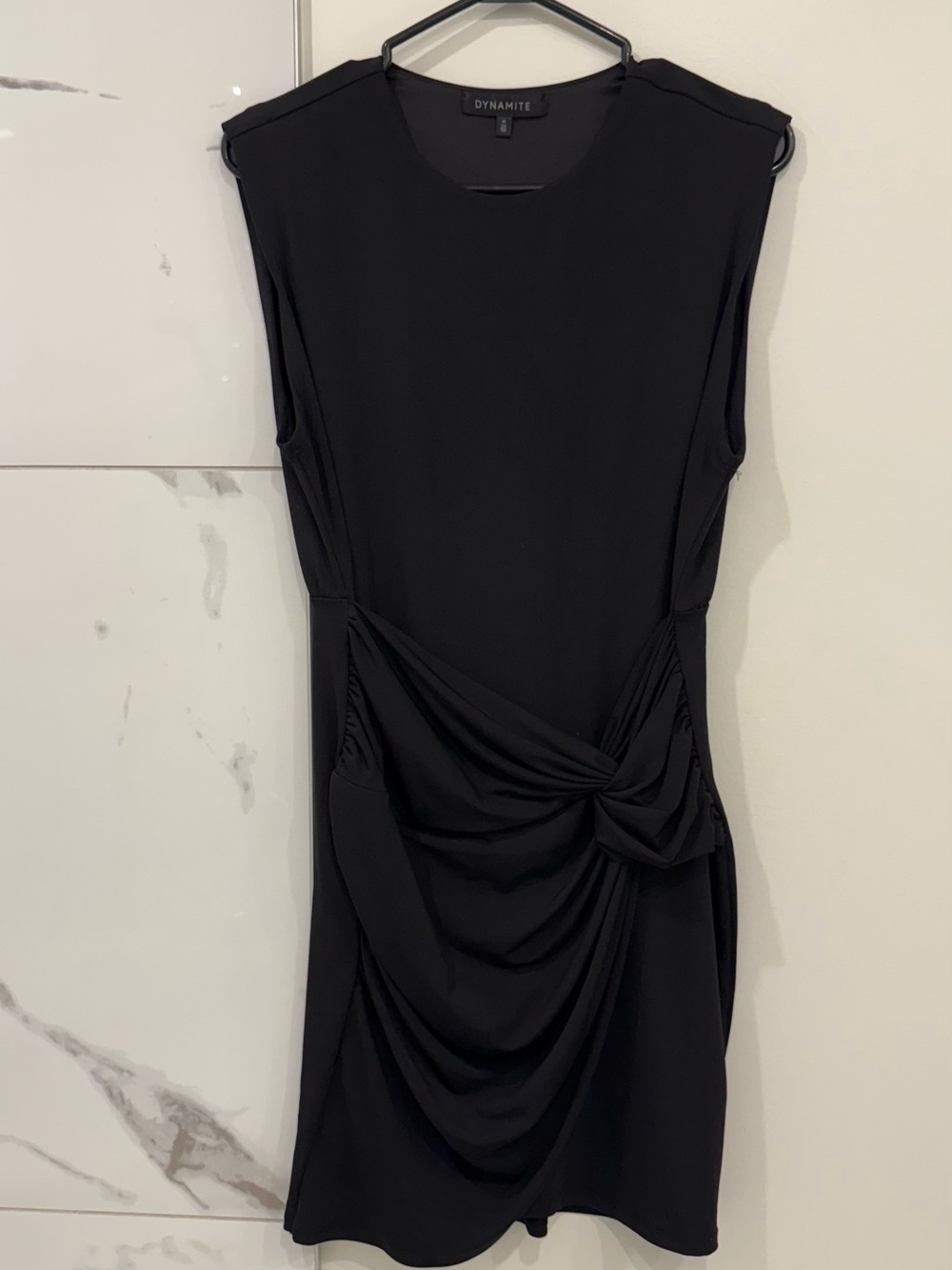 Dynamite Black Sleeveless Knot-Detail Mini Dress
